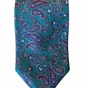 Elegant Paisley Silk Tie in Teal and Burgundy